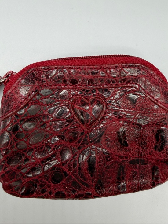 Brighton Handbags - Vtg Leather Brighton Small Coin Change Purse Red Crocodile Embossed Pattern (5)